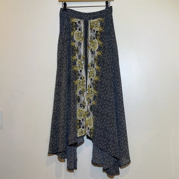 Free People Gray and Yellow Floral Maxi Skirt S M - Picture 4 of 6